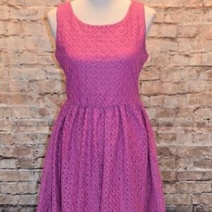 ModCloth Pink Owl Pink Lace Dress Sz. SMALL